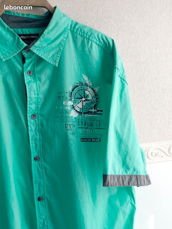 Chemisette turquoise clair à motifs Atlas for men XL H*775 (image 2)