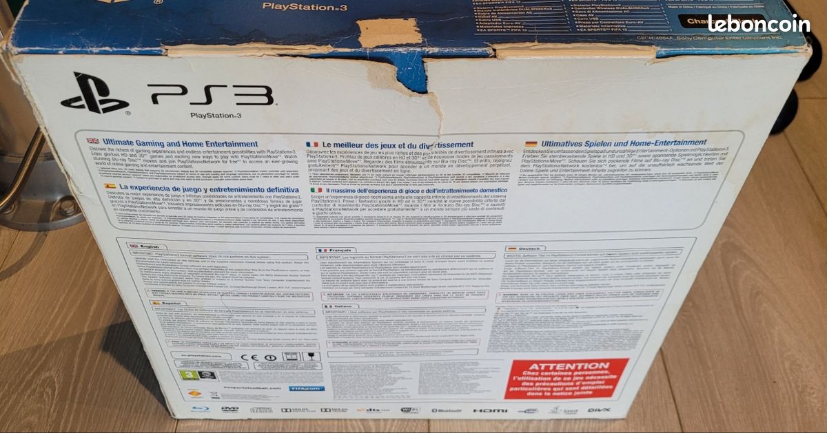 Console PS3 Ultra Slim 12 Go – Pack Avec FIFA 13, Fourreau, Boîte D'origine (occasion)