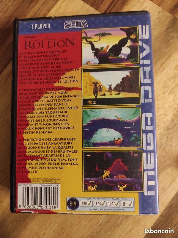 Jeu Le Roi Lion Sur Sega Megadrive - Version Boîte - Bon état
