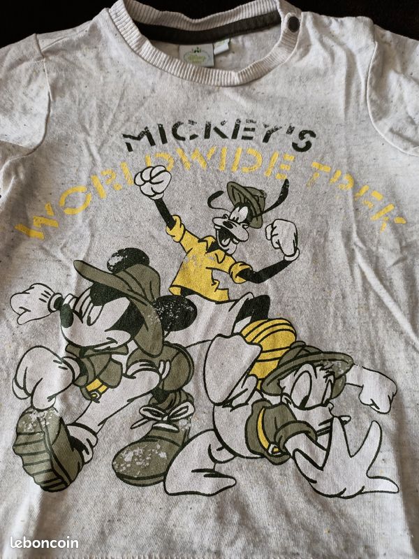 Tee-shirt manches courtes garçon 2 ans Mickey Disney (image 2)