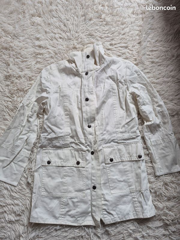 Parka IKKS Blanc Cassé - Taille 38 Femme - Coton Enduit - Neuf Avec étiquettes