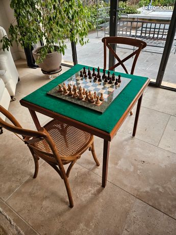 Table D'échec Guéridon DELUX En Hêtre - Excellent état Pour Salon Ou Salle De Jeu