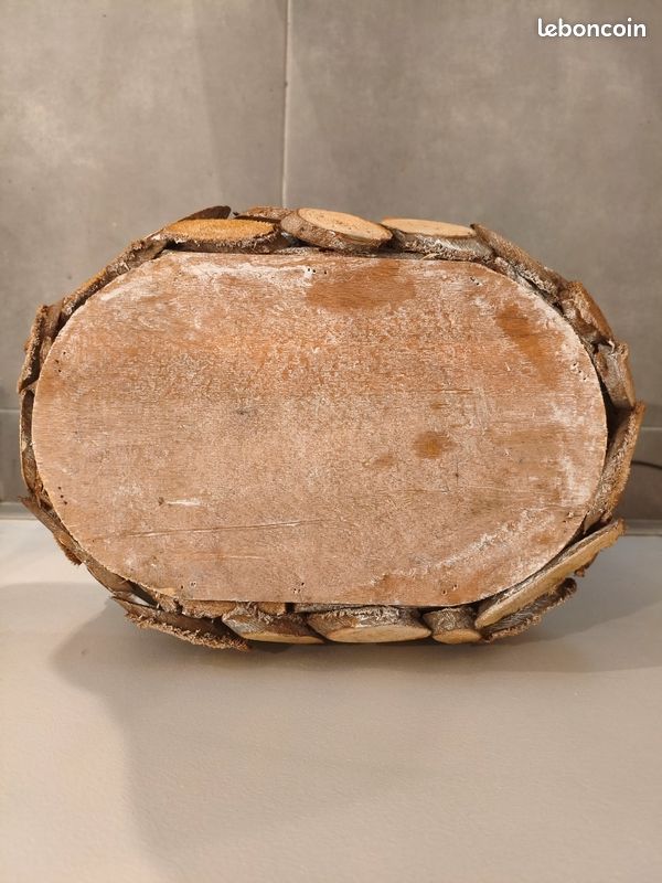 Jardinière cache pot en rondins de bois 35 x 25 cm (image 4)
