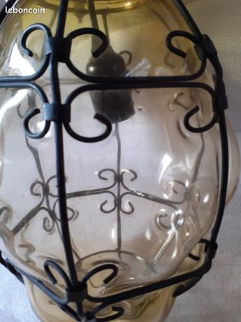 Suspension vénitienne verre et fer forgé