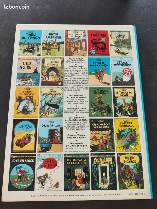Tintin les cigares du pharaon dos bleu 1980 (image 2)