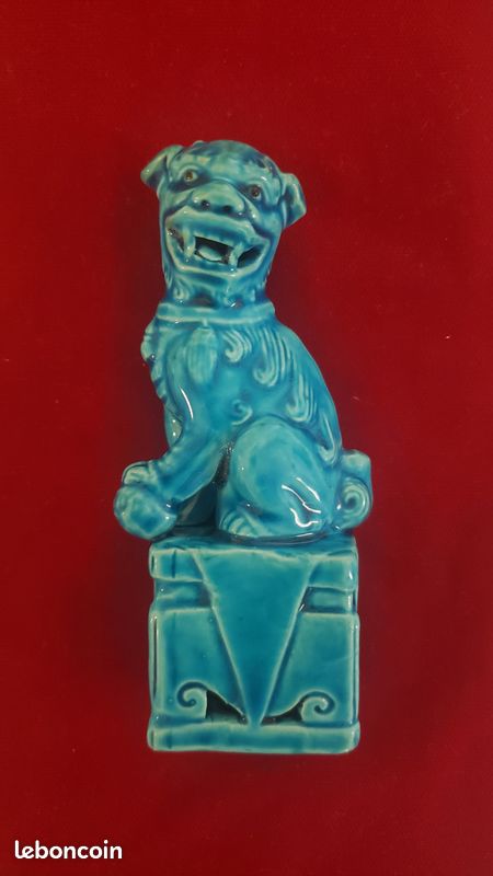 Petite céramique bleue chien de Fô (image 1)