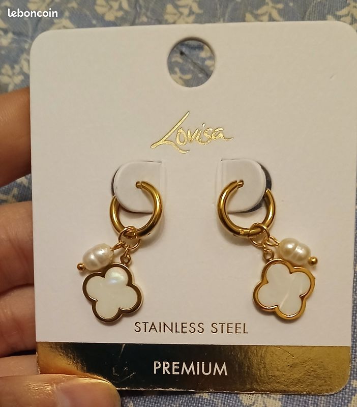 Boucles D'Oreilles Dormeuses - Plaqué Or 24K - Style Vintage XXème Siècle - Neuf Avec Étiquettes