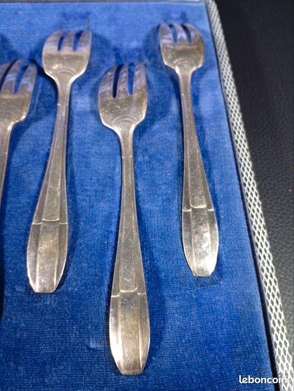 COFFRET DE 4 FOURCHETTES ARGENTÉ & BOIS : Couverts