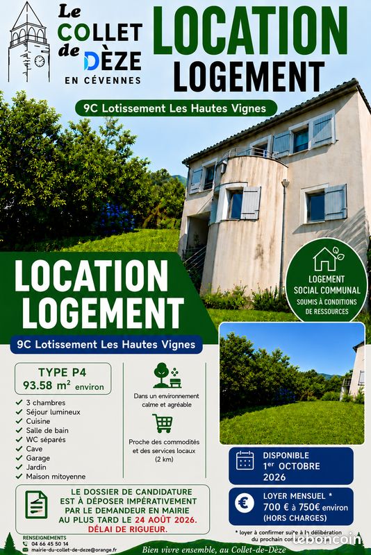 Maison 4 pièces 93 m² · à Le Collet-de-Dèze · 93 m² · 700 €