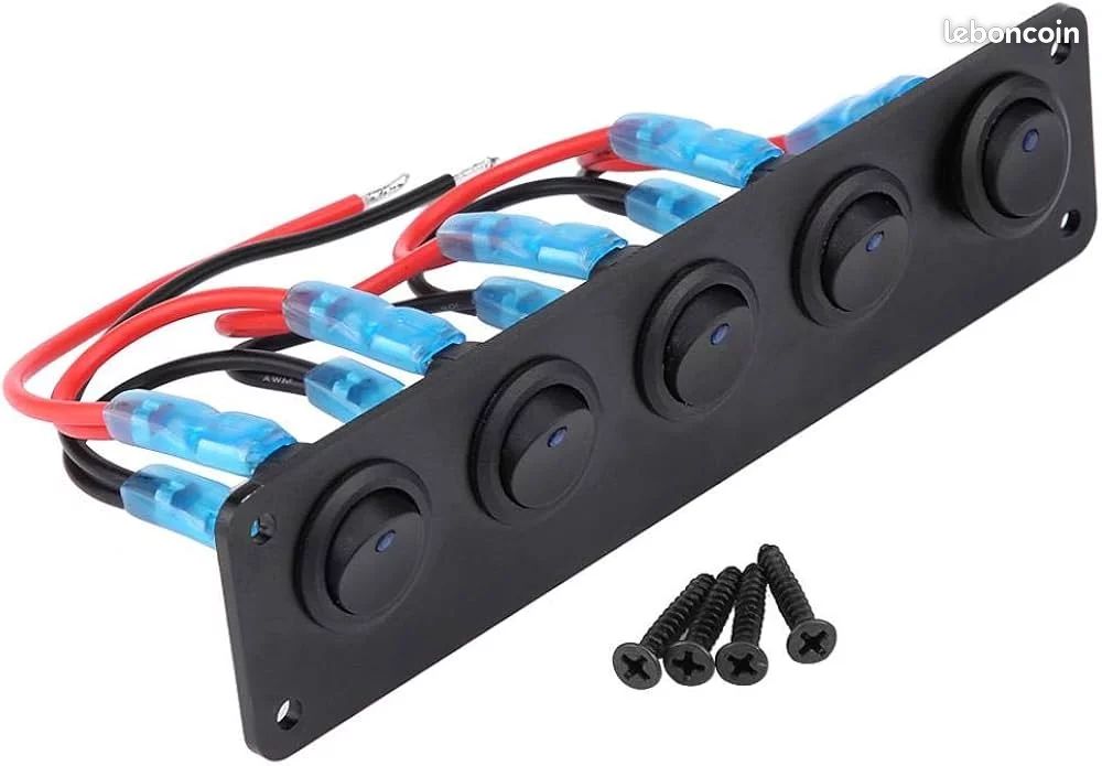 5 interrupteurs ronds étanches à LED bleues (image 3)