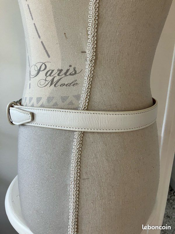 Ceinture en cuir blanc Losco T 75 cm (image 2)