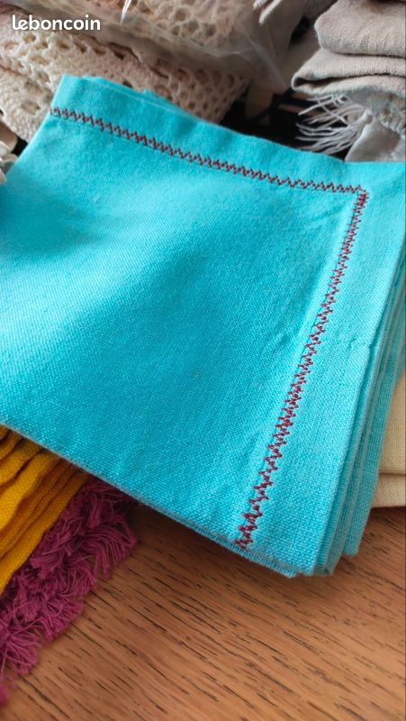 5 serviettes de table turquoises (image 2)