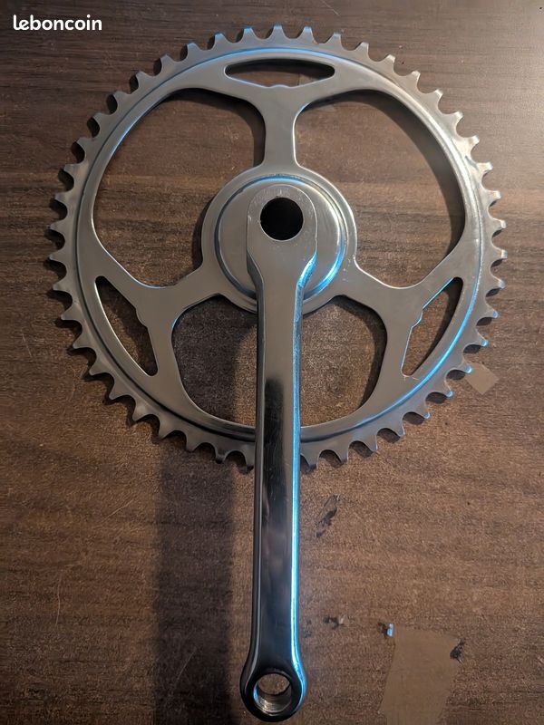 Manivelle gauche pédalier vélo ancien vintage a clavette acier chromé