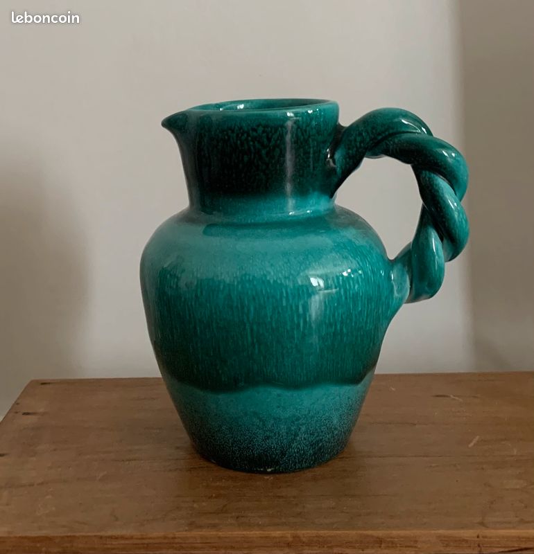 Ancien Vase à Deux Anses Orangé Vallauris - Vintage French Finds