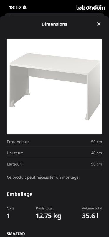 Bureau ou banc SMÅSTAD (image 2)