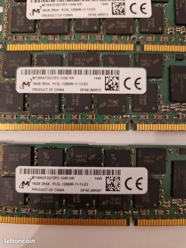 BARRETTES DE RAM Serveur MICRON 16GB 2RX4 PC3L-12800R EUR 15,00