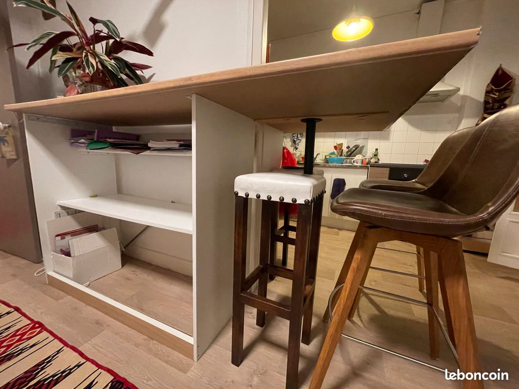 Structure de bar avec rangements sans trou dans le mur (image 1)