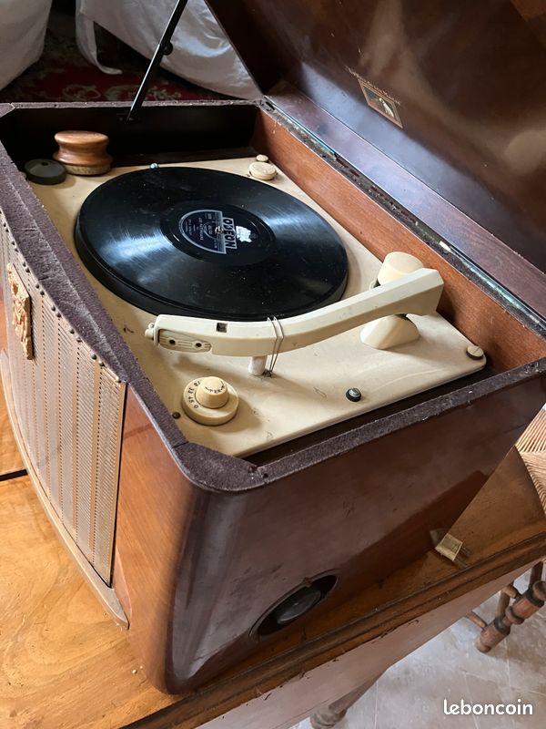 DH-Link Lecteur tourne-disque rétro vintage avec corne