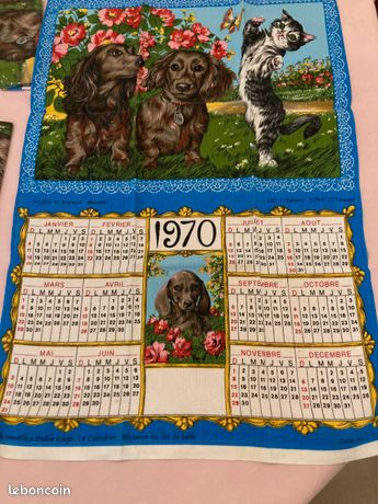 ANCIEN TORCHON SOUVENIR d Alsace (les truites aux bleu a l alsacienne