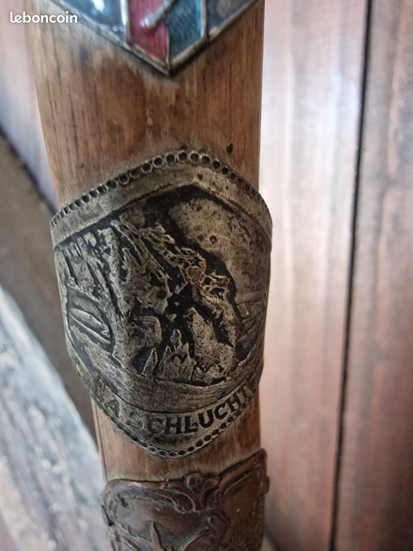 Ancien bâton de marche vintage en bois bâton de marche manche laiton