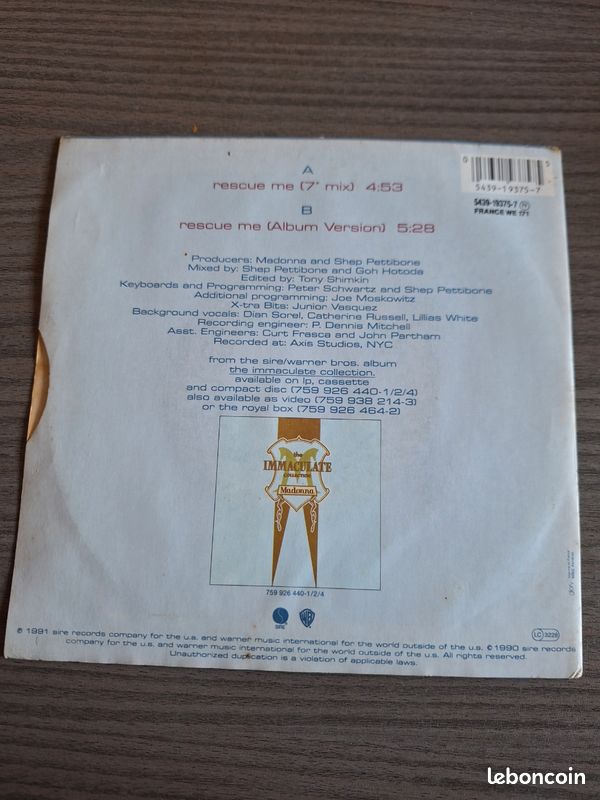 Vinyle Madonna Rescue Me (image 2)
