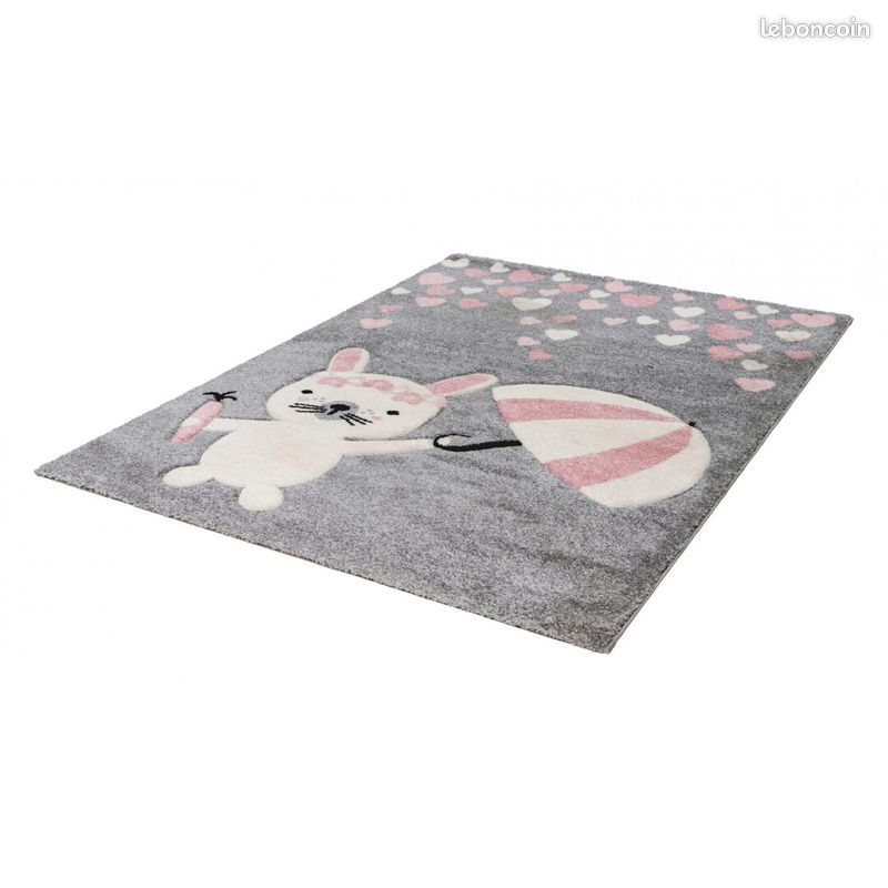 Tapis gris pour enfant rectangle Wild Rose 80x150 (image 3)