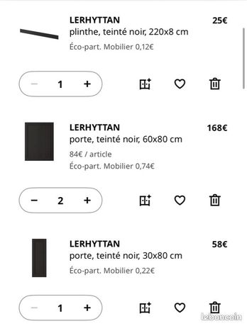 LERHYTTAN Porte, teinté noir, 40x100 cm
