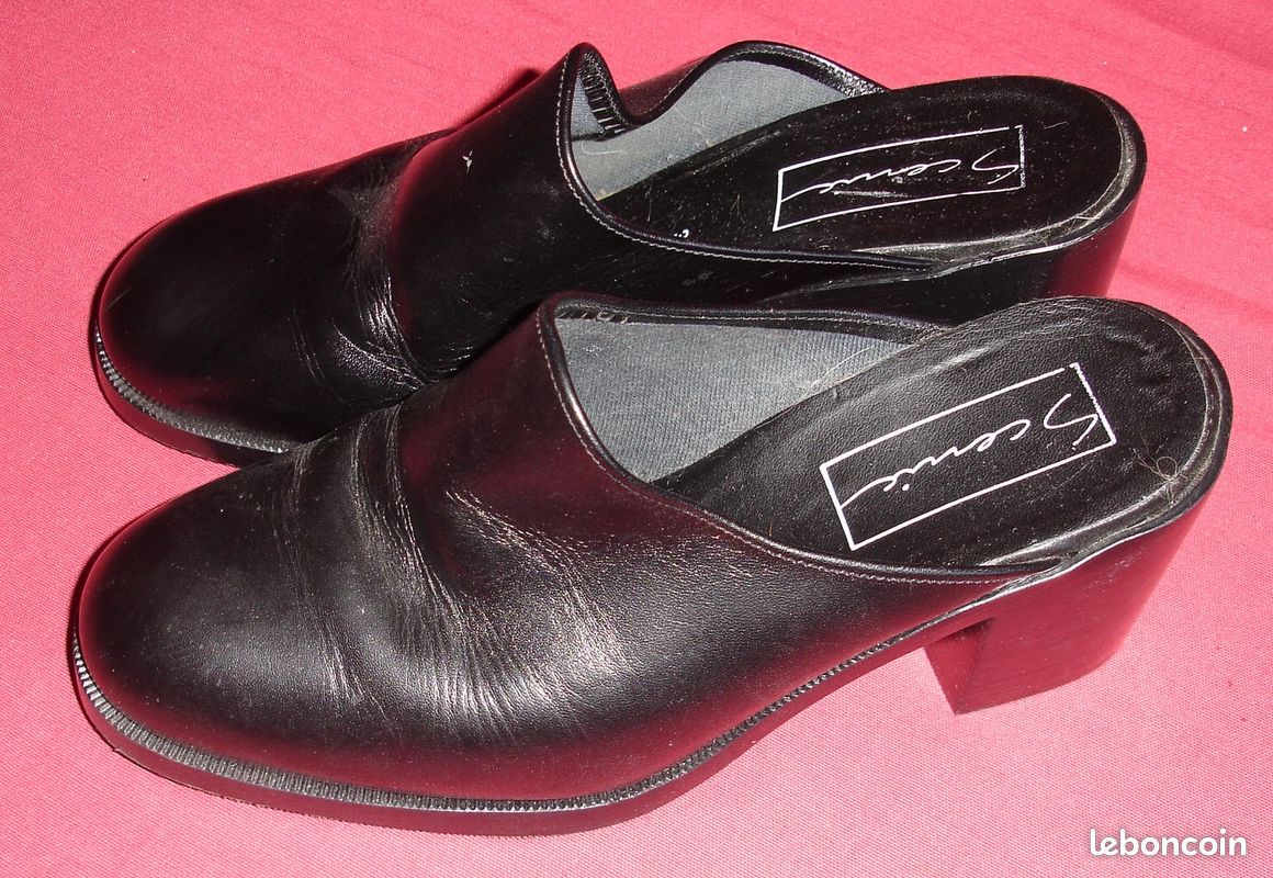 Chaussure sabot femme cuir femme noir neuf p 38 scenic Chaussures