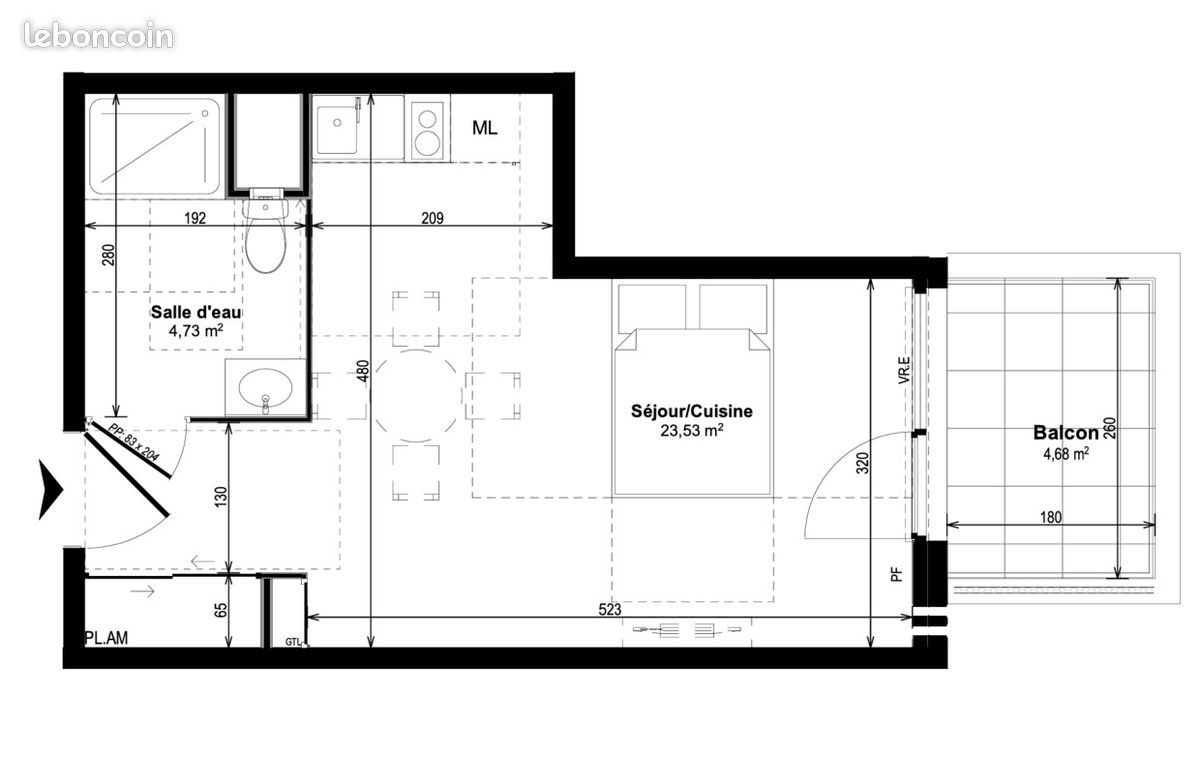 Appartement 1 pièce 28 m² · à Dijon · 28 m² · 445 €/mois