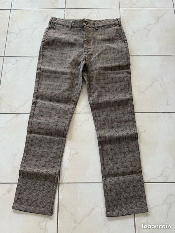 Pantalon marron à carreaux (image 1)