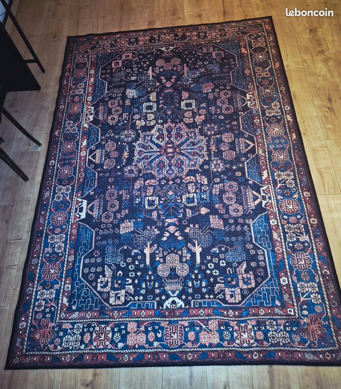 TAPIS ORIENTAL VINTAGE 3 x 5 noué main 100% laine bidjar allover rouge