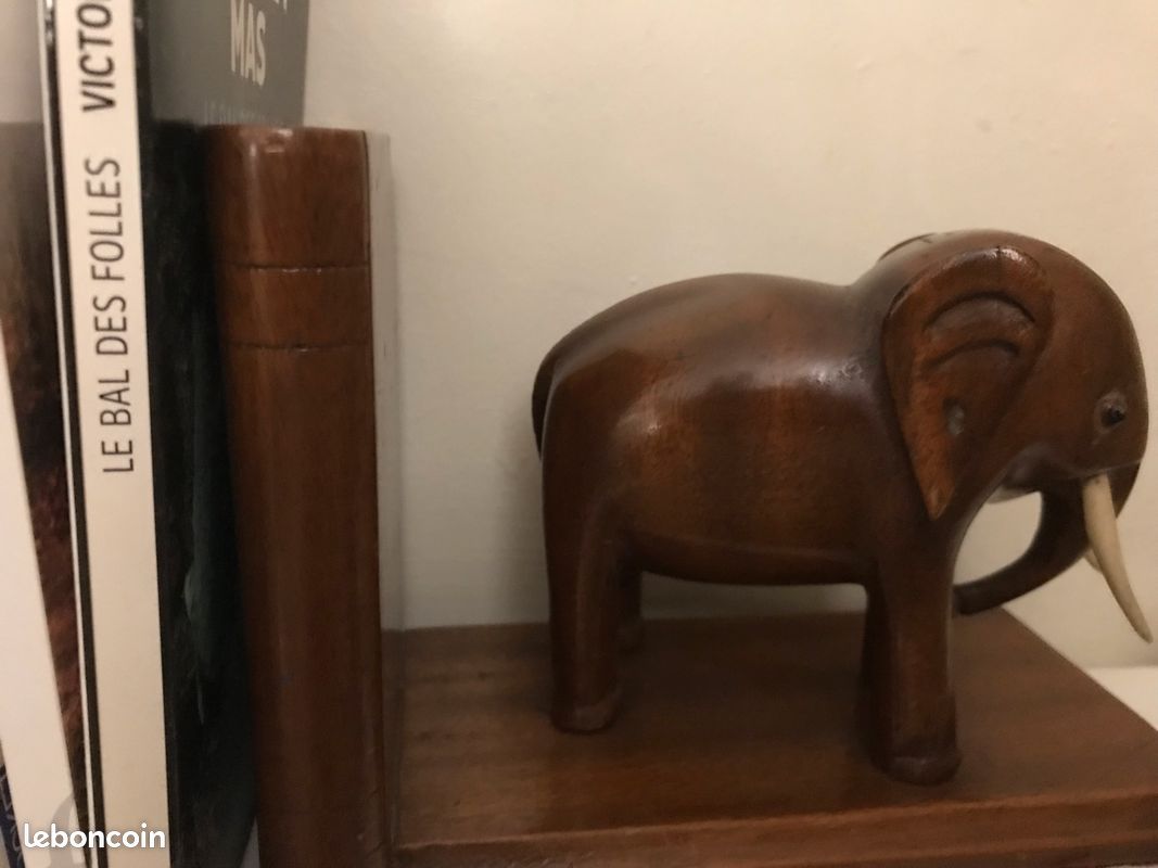 Serre livre éléphant en bois années 1960 (image 5)