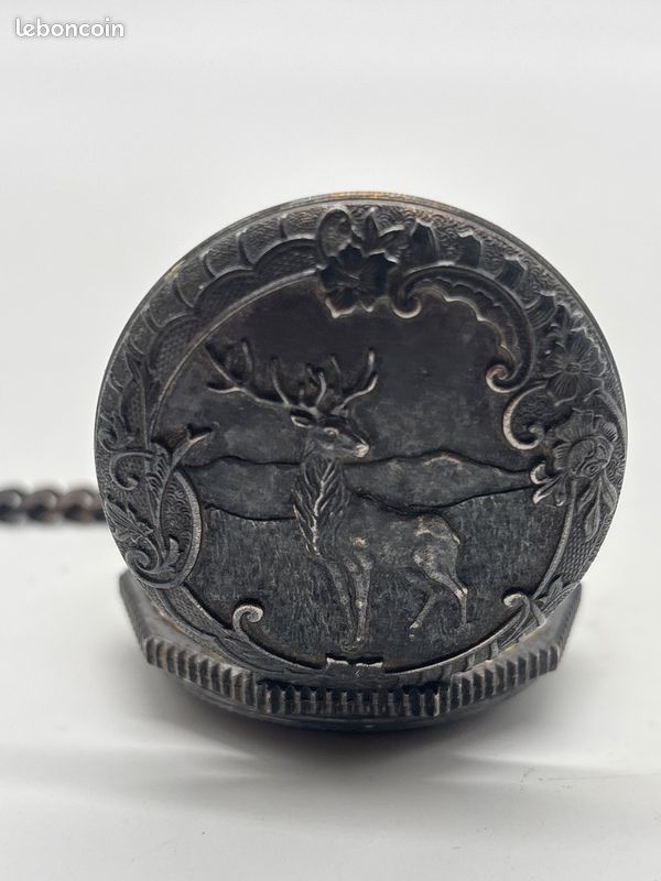 Montre à gousset Clyda ancienne avec chaîne cadran romain à restaurer #C68 (image 6)