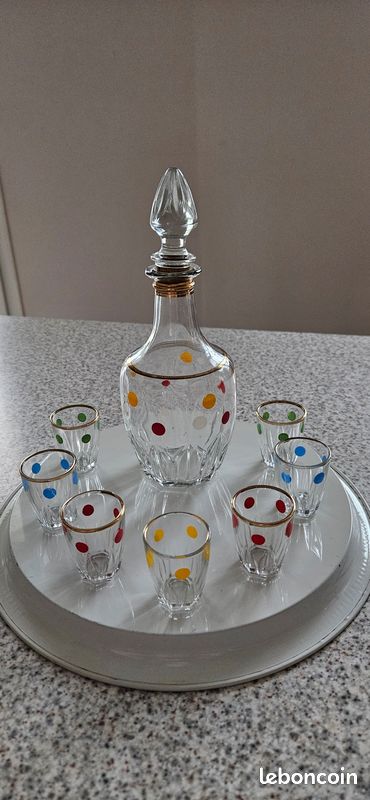 Service à liqueur carafe en cristal Art Déco, République tchèque