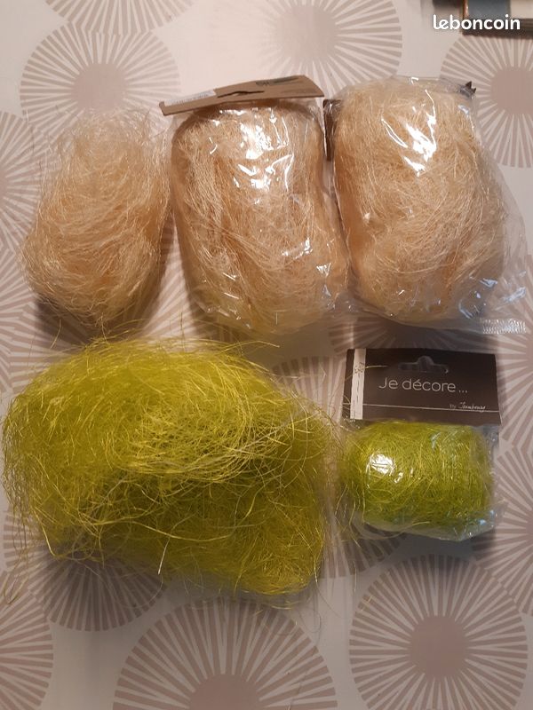 Lot pelotes de sisal beige et vert (image 1)