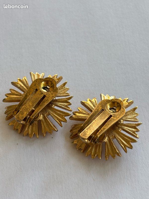Boucles D'oreilles Anciennes Clips Or - Bijou Vintage 5119 - état Impeccable