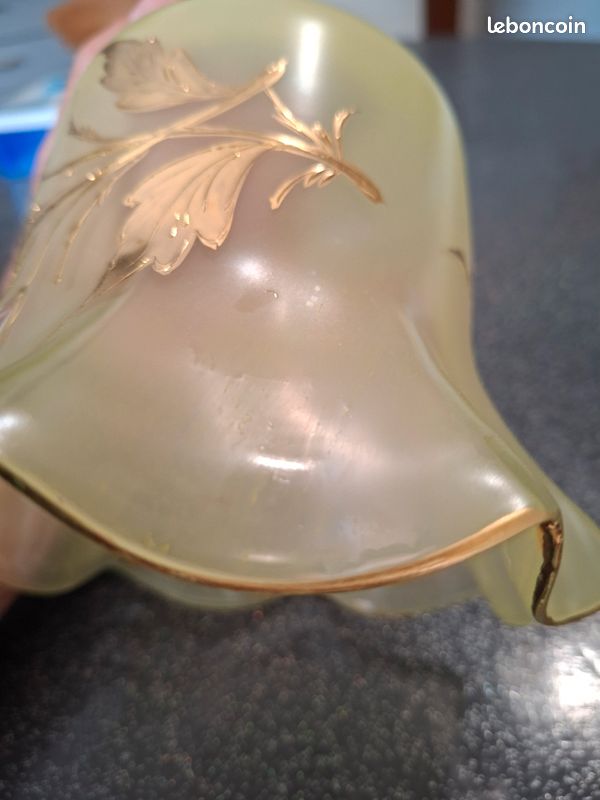 Tulipe lampe à pétrole lampe à huile décor floral dorure art nouveau Belle époque (image 9)