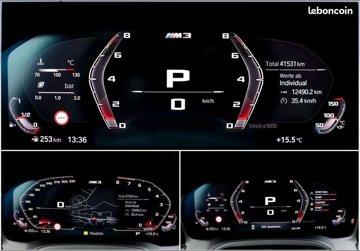 BMW M3 Competition 510 ch * Carbone Extérieur * Laserlight * Harman Kardon * HUD * Brooklyn Grey (image 16)
