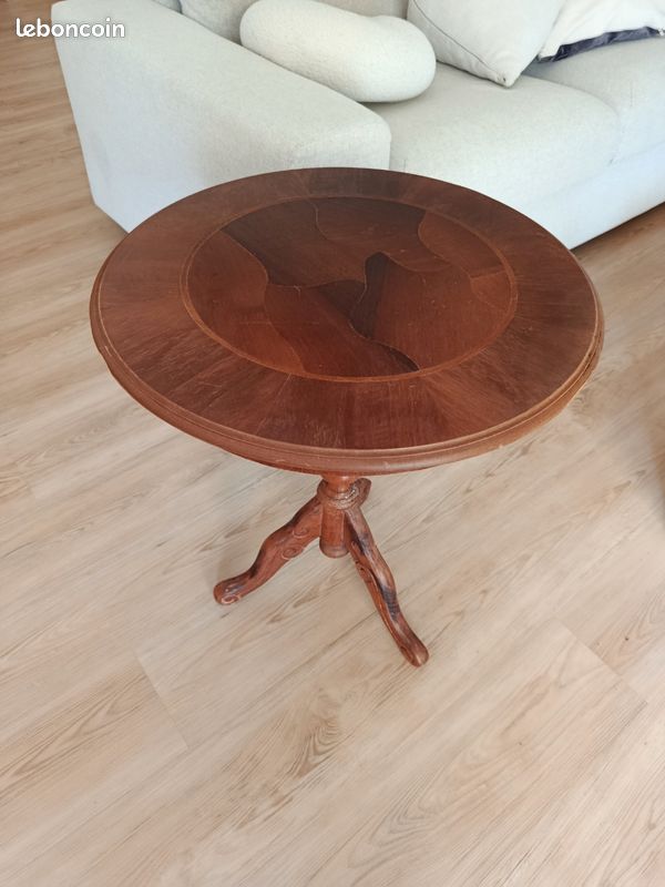 Guéridon/ table d'appoint bois marqueterie (image 1)
