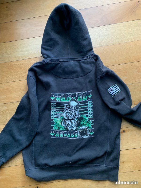 Sweat à capuche marron foncé BZH taille M (image 2)
