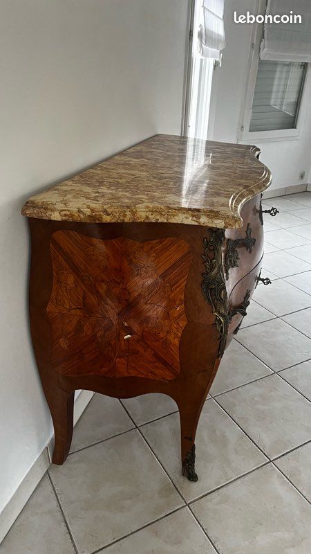 Commode Baroque Palazzo INT – Marbre Et Bois Massif – Marron – Neuve
