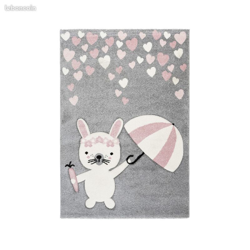 Tapis gris pour enfant rectangle Wild Rose 80x150 (image 1)