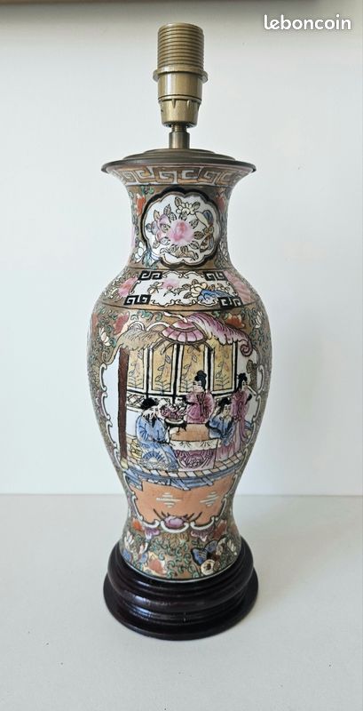 Lampe vintage en porcelaine de Canton, Chine (image 5)