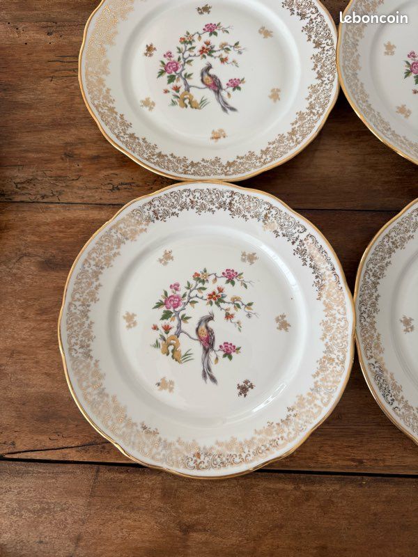4 assiettes plates Chauvigny France, porcelaine (image 2)