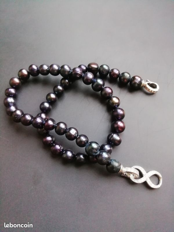 ⚫ Collier De Perles Noires Naturelles Tahiti – Or 18K 750 – Perles Authentiques Oyster – Bijou Ancien Et Luxueux