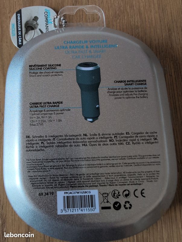 Chargeur de voiture rapide, Type-C et USB 20W - Store ORYX