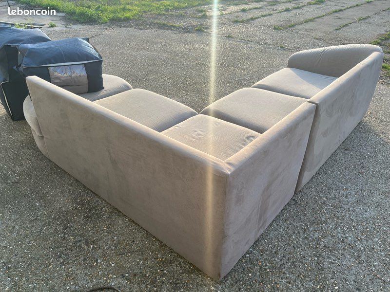 Canapé d’angle gris / beige / taupe (image 4)