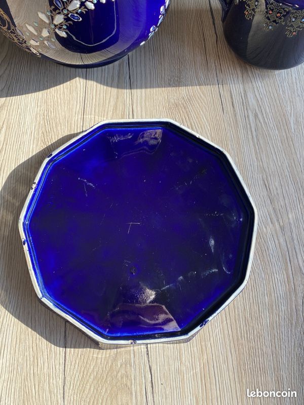 Cache pot et assiette en faïence (image 3)