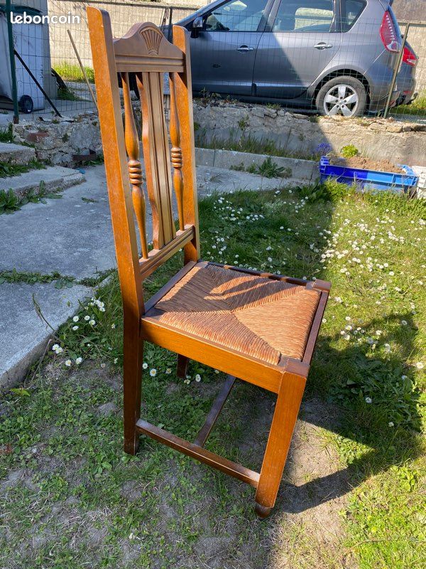 Table en bois 6 personnes avec rallonge + 4 chaises (image 3)