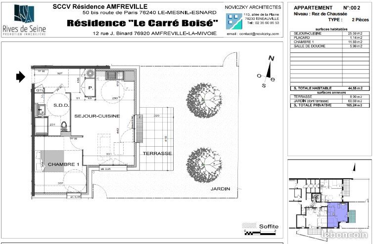 Appartement 2 pièces 45 m² · à Amfreville-la-Mi-Voie · 45 m² · 540 €/mois